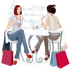 Two girls at a cafe