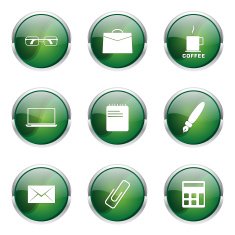 Office Work Green Vector Button Icon Design Set N5
