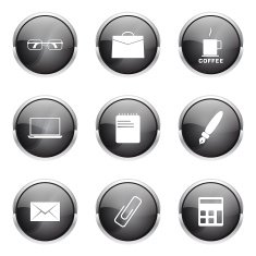 Office Work Black Vector Button Icon Design Set N4