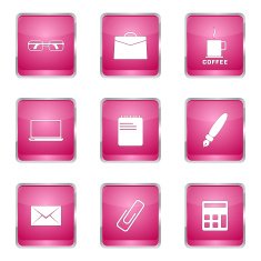 Office Work Square Vector Pink Icon Design Set N5