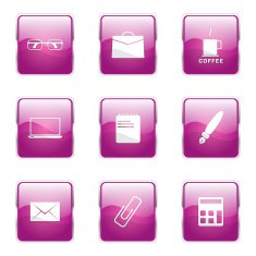 Office Work Square Vector Pink Icon Design Set N6