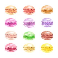 Hand drawn french macaroon dessert set