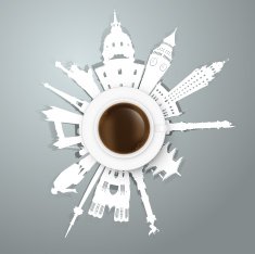 cup of coffee traveling concept Vector eps10 illustration