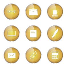Office Work Yellow Vector Button Icon Design Set N5
