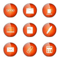 Office Work Orange Vector Button Icon Design Set N5