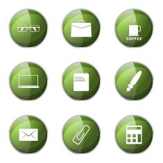 Office Work Green Vector Button Icon Design Set N6