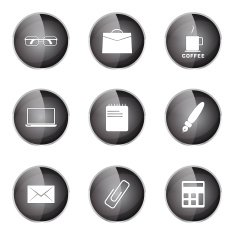 Office Work Black Vector Button Icon Design Set N5