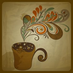 vector retro concept composition with stylized cup of coffee