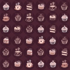 Line pattern with desserts coffee and hot cacao