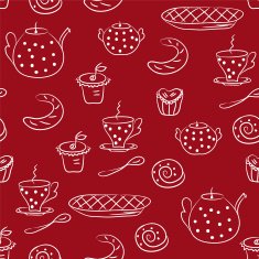 Seamless pattern with tea or coffee set