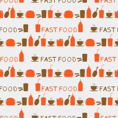Seamless background of fast food icons