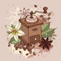Vector coffee grinder and vanilla N2
