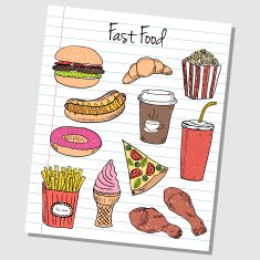 Fast food doodles - lined paper