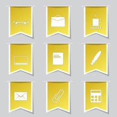Office Work Label Vector Yellow Icon Design Set