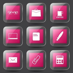 Office Work Square Vector Pink Icon Design Set N8