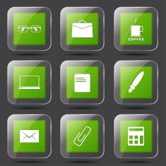 Office Work Square Vector Green Icon Design Set N8