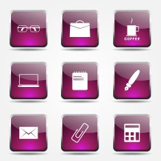 Office Work Square Vector Pink Icon Design Set N9