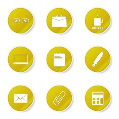 Office Work Yellow Vector Button Icon Design Set N6