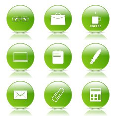 Office Work Green Vector Button Icon Design Set N8