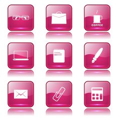 Office Work Square Vector Pink Icon Design Set N11