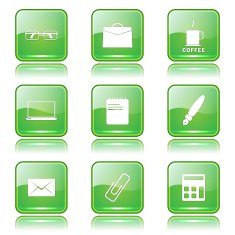 Office Work Square Vector Green Icon Design Set N11