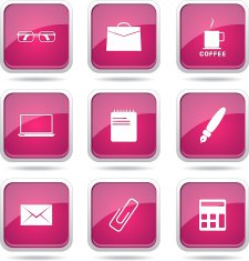 Office Work Square Vector Pink Icon Design Set N12
