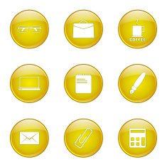 Office Work Yellow Vector Button Icon Design Set N8
