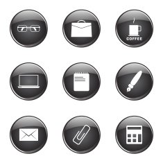 Office Work Black Vector Button Icon Design Set N8