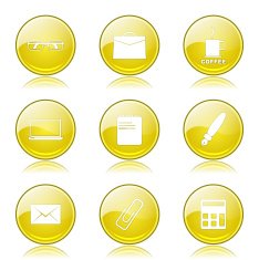 Office Work Yellow Vector Button Icon Design Set N9