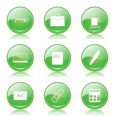 Office Work Green Vector Button Icon Design Set N9