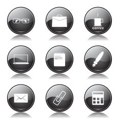 Office Work Black Vector Button Icon Design Set N9
