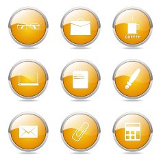 Office Work Yellow Vector Button Icon Design Set N11