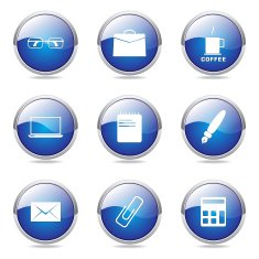 Office Work Blue Vector Button Icon Design Set N11