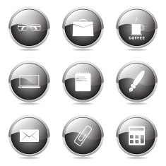 Office Work Black Vector Button Icon Design Set N11