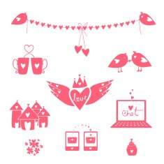 Collection of Valentines Day objects