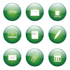 Office Work Green Vector Button Icon Design Set N12