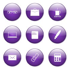 Office Work Violet Vector Button Icon Design Set N11