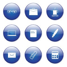 Office Work Blue Vector Button Icon Design Set N12