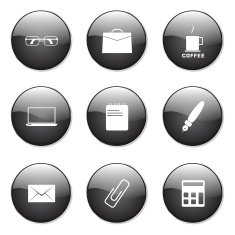 Office Work Black Vector Button Icon Design Set N12