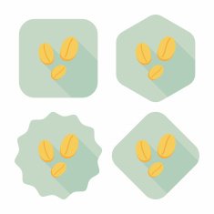 coffee bean flat icon with long shadow eps10 N23