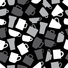 mugs and cups black gray seamless pattern eps10