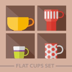 Vector flat color cups on shelf set N45