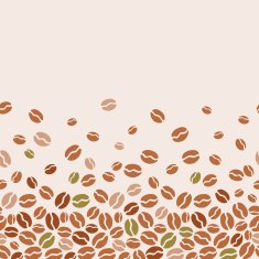 Seamless horizontal coffee beans pattern - beige green brown colors
