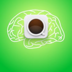 Background of cup coffee and brain