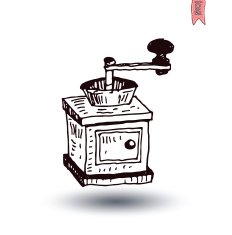 Wooden coffee grinder Vector isolated