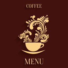 Abstract 3d Cup of Coffee with Floral Aroma Design Element