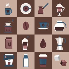 Coffee icons flat