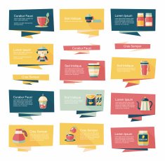 Coffee flat banner background set eps10 N8