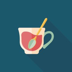black coffee flat icon with long shadow eps10