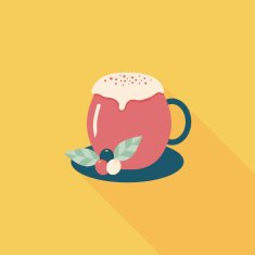 hot milk cream coffee flat icon with long shadow eps10
